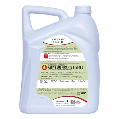 Image of PALCO Wash and Wax Car Shampoo 5 Ltr, pH Neutral Car Washing Shampoo