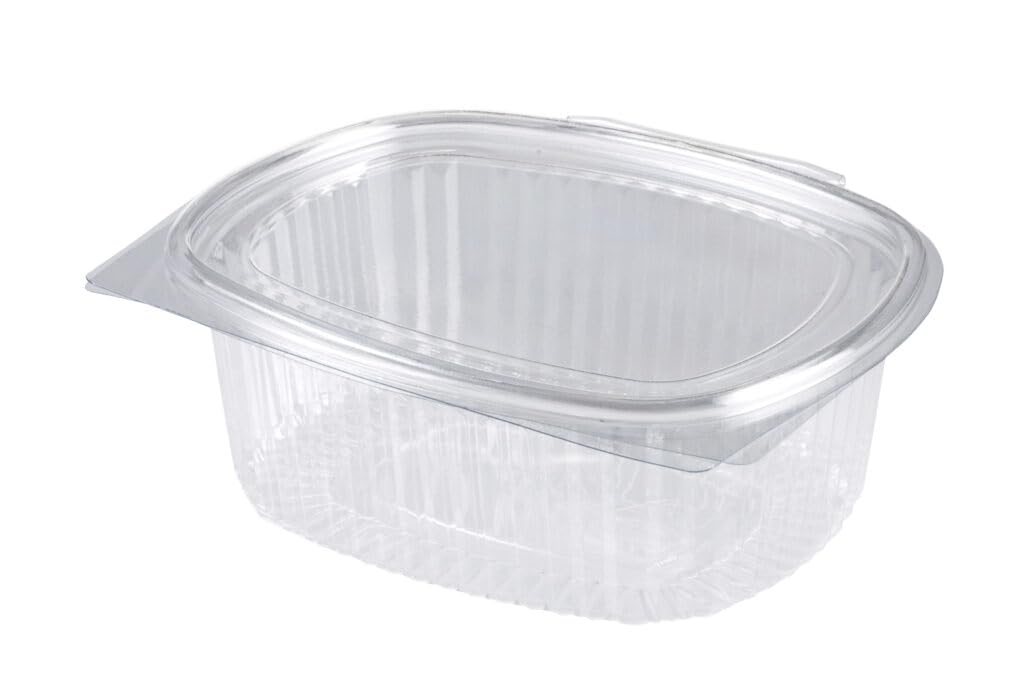 300 ciotole ovali pieghevoli in PET da 750 ml, contenitori trasparenti per alimenti con coperchio, insalatiere per take away e gastronomia, confezione riciclabile