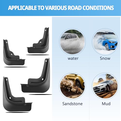 Image of 2024-2026 Kona Mud Flaps Splash Guards for 2026 Hyundai Kona Accessories No Drilling /Tape Mudflaps Wheel Liner Fenders Compatible with 2024 2025 2026 Hyundai Kona Kona SE /SEL /Limited(Not for N Line)