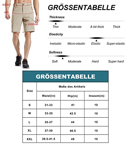 Maskert Men's Hiking Cargo Shorts, Lightweight Quick Dry Shorts Travel Fishing Golf Stretch Tactical Shorts, Khaki Xl #TOP5