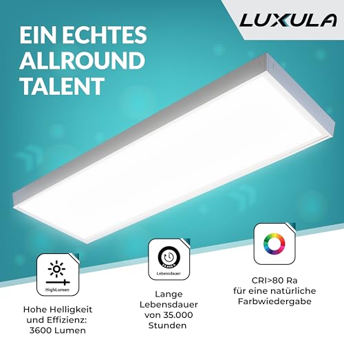 LUXULA LED Deckenleuchte lang 120cm, 36W 3600lm, 4000K Neutralweiß – Ansicht 2