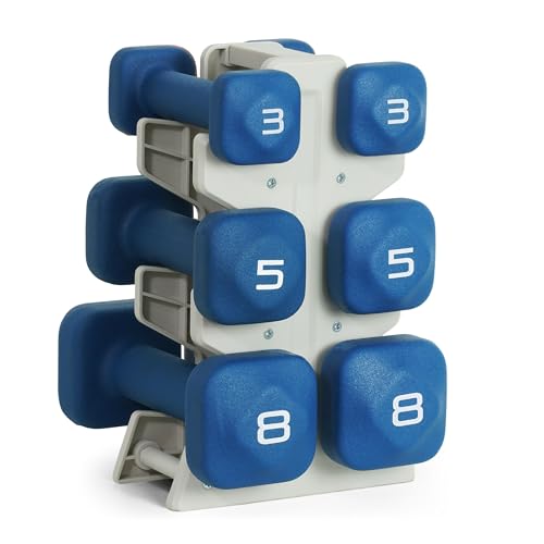 Image of Tone Fitness Neoprene Dumbbell Set with Storage Rack - Non-Slip, Anti-Roll Hand Weights for Home Gym Workouts | 20 lb, 32 lb, 50 lb, 60 lb & 100 lb Options