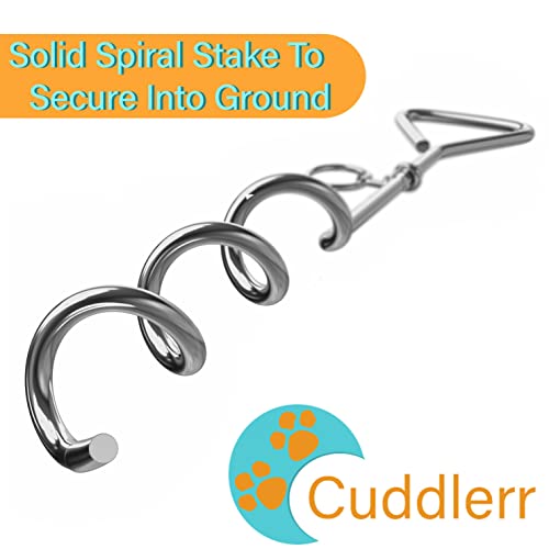 20Ft Dog Tie Out Cable For Dogs, 16" Chrome Plated Anti Rust Stake, Great For Camping Or The Garden, Suitable For Harness, Leash & Chain Attachments #TOP3