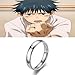OfficialOtaku Yuta Okkotsu Simple Silver Crystal Gem Cosplay Accessory Ring