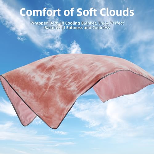Image of inhand Cooling Throw Blanket (50 inchx60 inch), Cooling Blankets for Hot Sleepers, Absorbs Heat to Keep Adults Cool for Summer Nights Sweats, Thin Cold Lightweight Blanket for Couch Bed, Bean Paste Pink