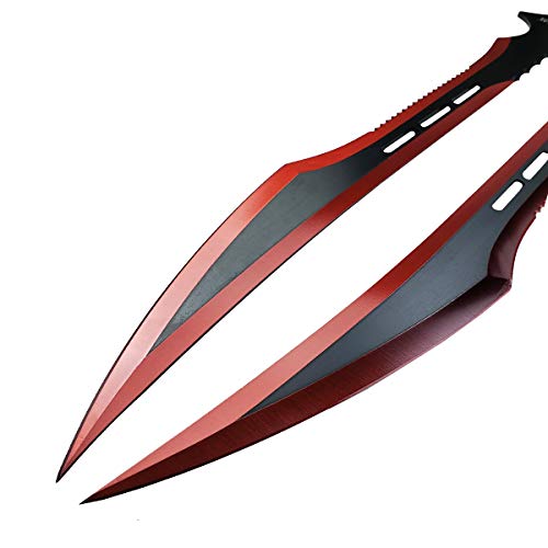 Tactical Master 27" Twin Tactical Machete 2 Pcs Set, Ninja Weapon, Katana Twin Sword (Red) #TOP3