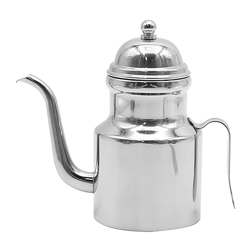 LIDSCURA 24oz Ölspender Edelstahl Olivenölspender, Ölflasche Essigspender Olivenöldose mit rutschfestem Griff, Ölspender Flasche für Küche Kochen Restaurant BBQ (Silber)