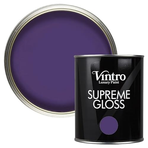Vintro Paint | Gloss Paint | for Walls | Wood | Trim | Gloss Furniture Paint | Interior & Exterior Use. 1 Litre (Purple)