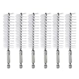 sourcing map Nylon-Bohrungsbürsten, 25 mm Durchmesser, 11,4 cm lang, Reinigungsbürste mit Griff, 6,35 mm Sechskantschaft für Rohre, Anschlüsse, Lager, Weiß, 6 Stück