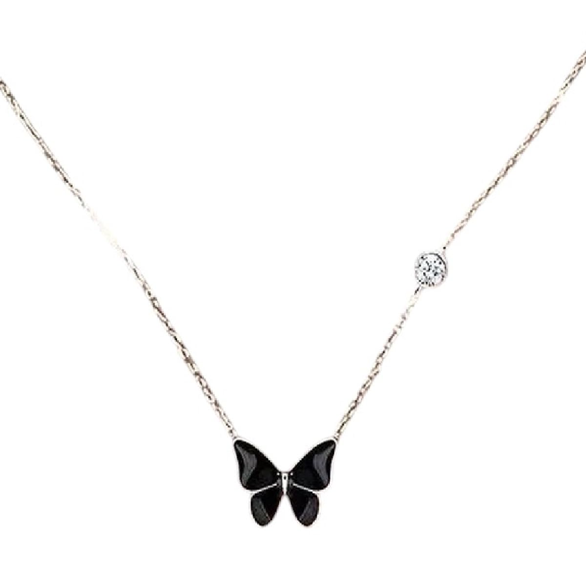 Nuova collana in argento sterling 925 con farfalla nera femminile squisita catena clavicola ciondolo temperamento regali per gli amici decorazione gioielli commemorativi con te accessori alla
