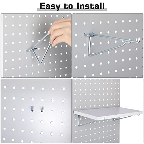 Blulu ZJ-BLULU-62253 4 Set Large Pegboard Shelf Kit Fiberboard Pegboard Shelves Storage Brackets Stain Resistant Peg Board Organizer Shelves Pegboard Accessories thumb #4