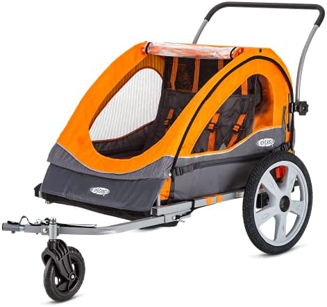 Instep Quick-N-EZ Double Tow Behind Bike Trailer, Converts to Stroller/Jogger, Orange