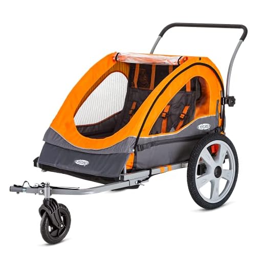 Instep Quick-N-EZ Double Tow Behind Bike Trailer, Converts to Stroller/Jogger, Orange