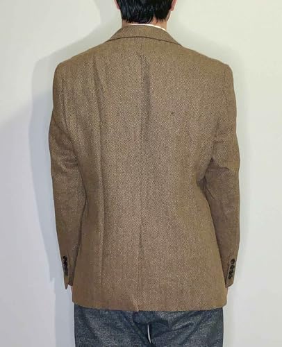 Mens Tweed Blazer 2 Button Lightweight Herringbone Jacket Casual Men Blazer Wedding Groomsmen Prom Jacket2