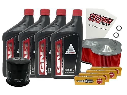 Cyclemax Standard 10W-40 Tune-Up Kit compatible with 2004-2009 Honda VTX 1300 VTX1300 with Spark Plugs