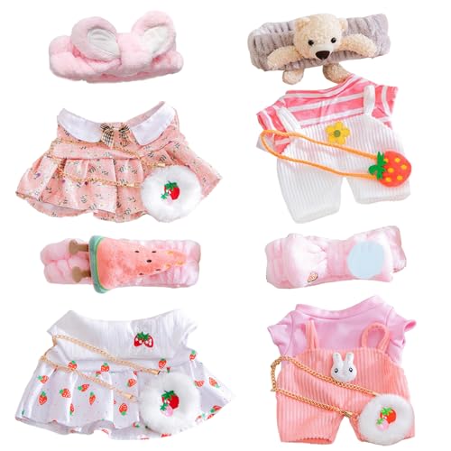 Wxyestna Juego de 4 Ropa para Animales de Peluche para muñeca bebé Kawaii de Pato de Peluche de 12 Pulgadas con Temas de Oso de Conejito y sandía