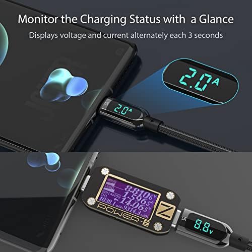 SOOPII USB C Cable,3.1A Max PD Fast Charging Type-C Cable with LED Display Nylon Braided Cable for Huawei P40,P30,P20 Lite, Mate 40/30/20/20 Pro, Samsung S10 S9 S8 S20 Plus, Note 10 9 8 (2M)