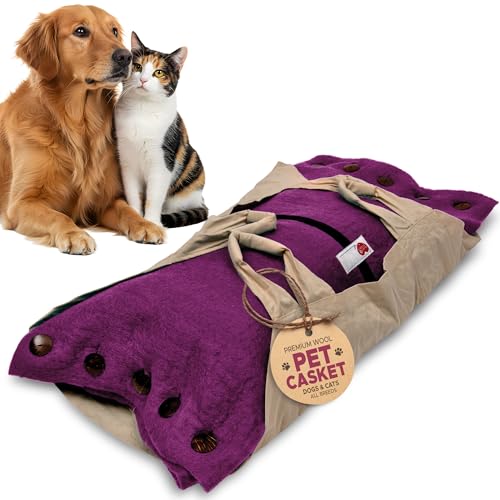 Sweet Goodbye CocoonÂ® - Eco-Friendly Pet Burial & Cremation Ceremony Kit (Premium Wool) - Casket for Dogs and Cats (Choose Size & Color) (Medium, Magenta)