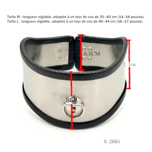 Collier verrouillable en acier inoxydable BDSM pour bondage sécurisé - 2