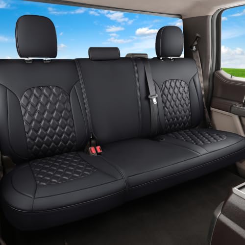 Image of Huidasource Tacoma Rear Bench Car Seat Covers, Black Leather Back Row Seat Cushion Cover Fit for Toyota Tacoma 2016-2023 Double & Crew Cab SR SR5 Limited TRD Sport /Pro /Off Road (Back Row /Black)