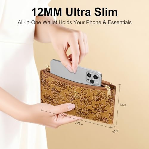 Image of Travelambo Womens Leather Bifold Wallet, Slim RFID Blocking Card Holder