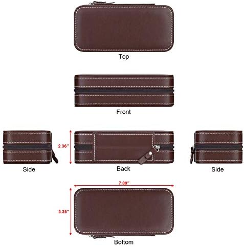 RR ROUND RICH DESIGN Watch Travel Case Portable - 8 Slot Leather Zippered Watch Storage Box with Protection Interlayer Brown