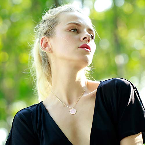 Cozlane 14K Gold Plated Mother Of Pearl Shell Pendant Necklaces | Double Sided Round Pendant Necklaces Cute Pendant Necklaces For Women Girls #TOP1