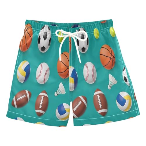 Kids Swim Shorts, Little Boy Swim Trunks 2t, Sports Balls Soccer Balls
