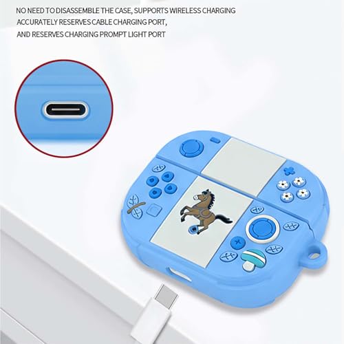 Image of Anvique Silicone Case Cover for Oneplus Nord Buds 4 Pro, Scratch Resistance, Shock Absorption, with Premium Carabiner (Horse SkyBlue)