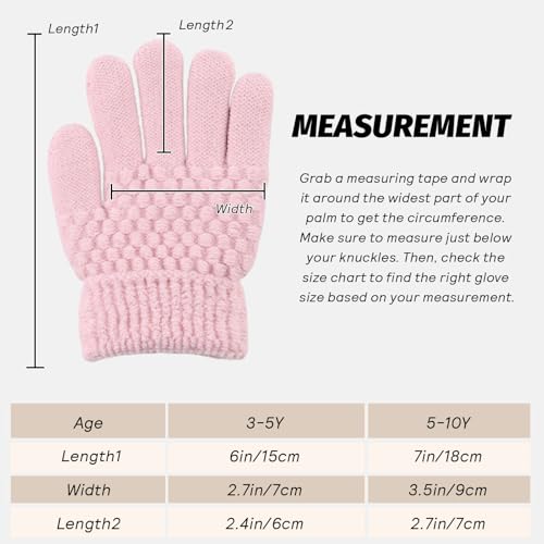 Image of JANGANNSA Cold Weather Kids Gloves Warm Knitted Children Magic Glove With Fleece Lining Winter Gloves For Boys Girls