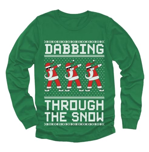 Tstars Santa Dabbing Snow Ugly Christmas Sweater Style Kids Long Sleeve T-Shirt