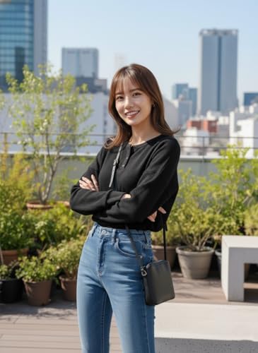Image of Zilcon Full Sleeve Waffle (Wool) Oversized Tshirt for Women, Button Down Neck Longline Drop Shoulder Sweatshirt for Women