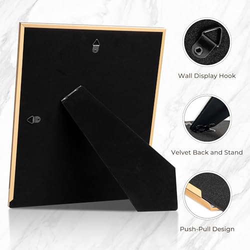 8x10 Enamel Picture Frame with Gold Metal Edge & HD Tempered Glass, Red by RICHFOCUS - Used condition - Image 6