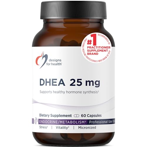 Designs for Health DHEA 25mg - DHEA Supplement for Men + Women - Supplement to Help Support Healthy Aging, Muscle Integrity, Energy + Hormonal Synthesis - Non-GMO (60 Capsules)