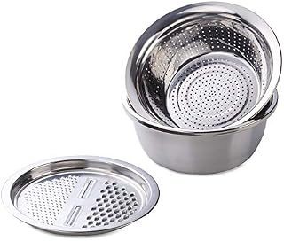 Rallador De Queso Caja de drenaje de acero inoxidable, canasta de colador, cortador de verduras, rallador, accesorios de cocina Ralladores De Cocina (Color : Silver)