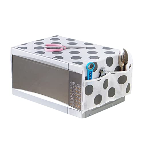 Housse anti-poussière pour four à micro-ondes - Style nordique simple - Accessoire de cuisine résistant à la graisse avec 4 poches de rangement - Protection pour micro-ondes (85 x 34,5 cm) Cover