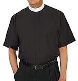 USA-Made Chapel Lane Short Sleeve Round Collar Clergy Shirt Black