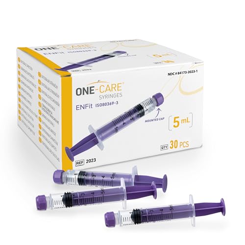 ONE-CARE Syringes 5ml ENFit with Mounted Cap, Sterile, Low Dead Space, 30/bx Blister-Packed Syringes