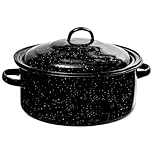 Millvado Granite 5 Qt Stockpot, Nonstick Soup Pot With Lid, Speckled Enamel Ware Cookware, Large Stock Pot For Boiling and Cooking, Big Granite Cooking Pot for Stovetop, Campfire, Outdoor Stove