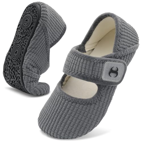 Scurtain Slippers for Women Indoor Washable Summer House Slipper Comfy Indoor Outdoor House Shoes Chinese Winter Wide Comfortable Hospital Diabetic Orthotic Flats Slippers Size