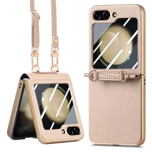 Étui de téléphone avec lanière en cuir PU pour vos sorties avec Galaxy Z Flip5