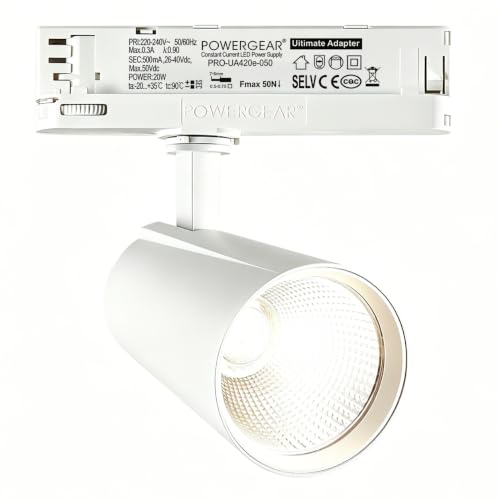 FOOC Projecteur sur rail LED 30 Watt 3 phases 4 fils rotatif et pivotant 4000K 2800lm Plafonnier en aluminium pour système de rail d'éclairage intérieur