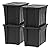 IRIS USA 20 Gallon Heavy Duty Storage Totes with Easy-Grip Handles, 4 Pack - Large Bins with Lids Garage Organizing Tubs, Durable Stackable Utility Containers, Made in USA - Black
