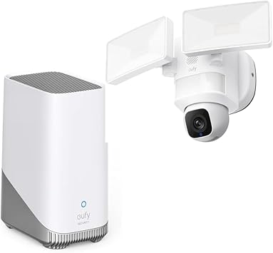 كاميرا eufy Security Floodlight E30 مع Homebase 3، كاميرا أمان خارجية، تحريك وإمالة 360 درجة، كشف وتتبع بالذكاء الاصطناعي، فيديو 2K، واي فاي 2.4 جيجا هرتز، تنبيهات صوتية وضوئية مخصصة، تسجيل على مدار الساعة طوال أيام الأسبوع