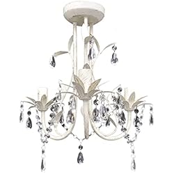 Lampara Araña Rosa vidaXL Lámpara de Techo Colgante Araña de Cristal Elegante Blanco Iluminación