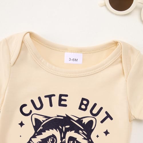 MODNTOGA Infant Girl Boy Bodysuit Cute But Feral Raccoon Graphic Onesie Newborn Baby Animal Print Short Sleeve Romper Tops4