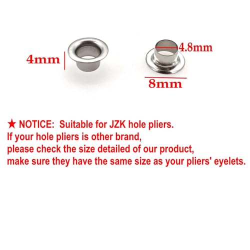 JZK 200x Silberne 5mm Ersatzösen für JZK-Einzellochzangen Metallösen Set für Ösenzangen Ösen Niete für 5mm Locher
