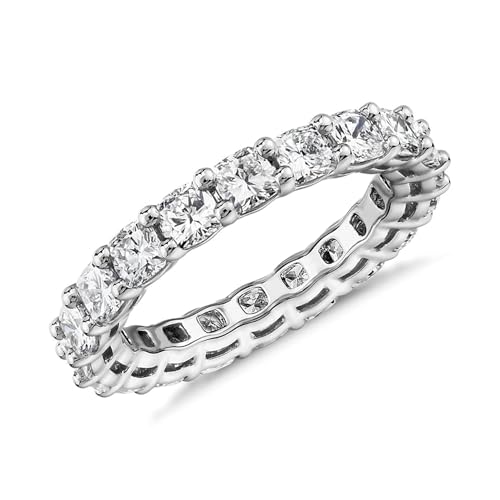 PAVOI 14K White Gold Plated Rings with Cubic Zirconia Love Design - Stackable 3mm for Women Size 7