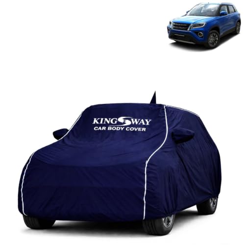 Image of KINGSWAY Super Waterproof Car Cover Only with Urban Cruiser (Year 2020 to 2023 - All Model) | Mirror and Antenna Pockets | All Weather Car Body Cover with Silver Piping | Blue