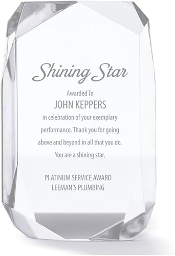 Trofeo acrílico grabado con corte de gema  Mediano  Premio al logro de jubilación de empleados  Grabado personalizado de hasta tres líneas y